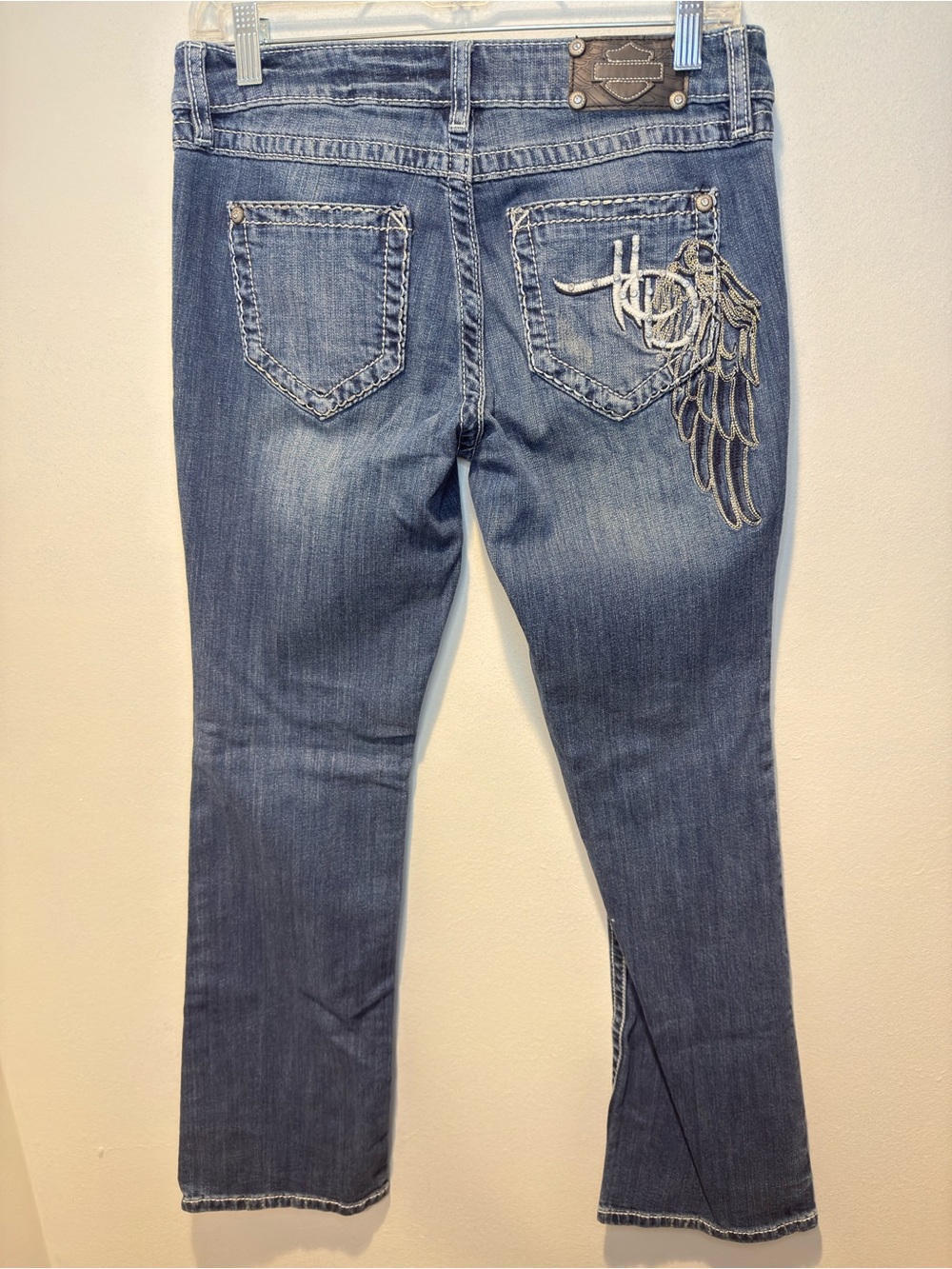 Harley Davidson Motorcycle Bootcut Blue Jean Denim Pants Size 6